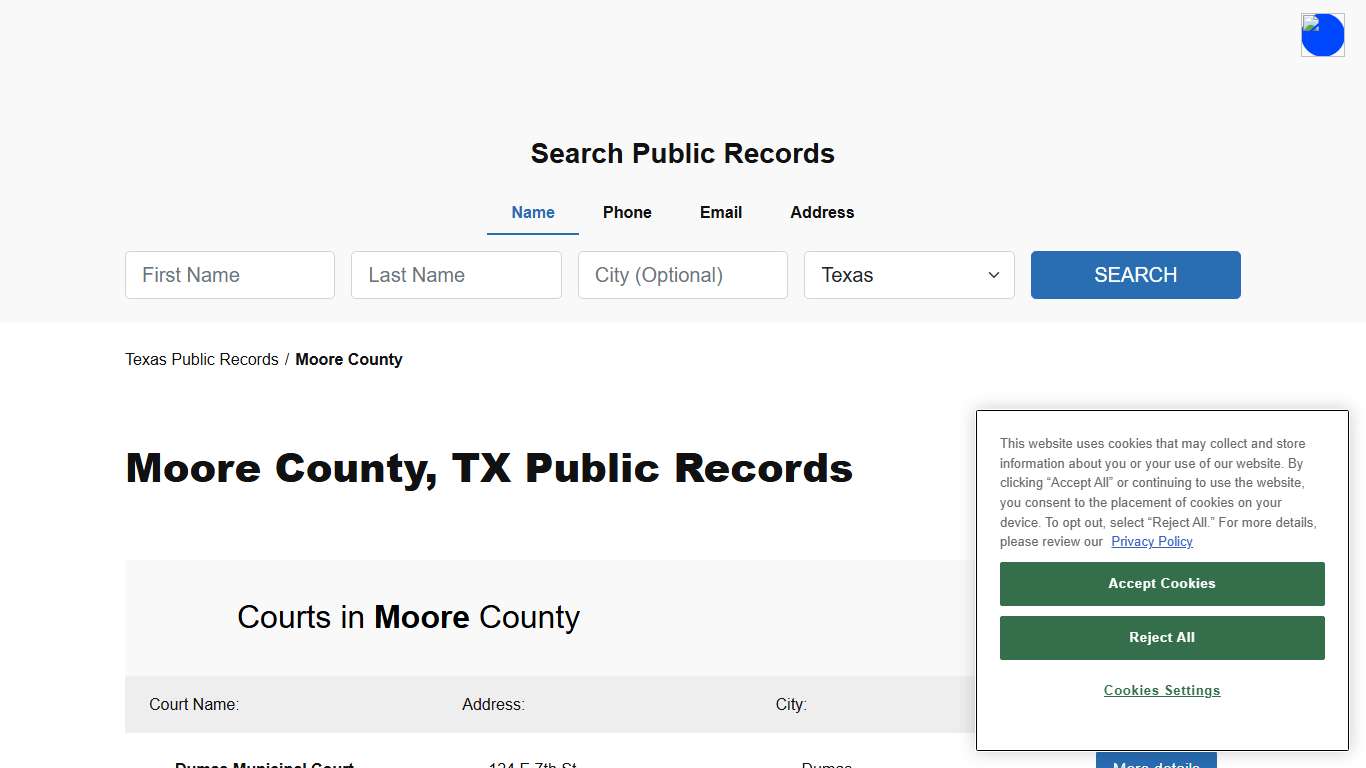 Moore County, TX Public Court, Arrest and Inmate Records - ThePublicIndex
